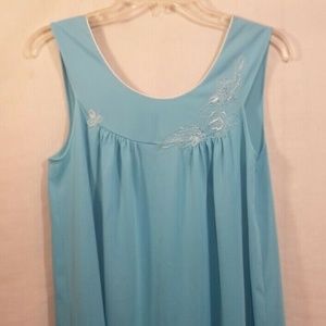 Loraine Teal Nightgown Knee Length Sleeve Less
